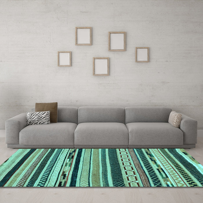 Machine Washable Abstract Light Blue Modern Rug in a Living Room, wshabs2195lblu
