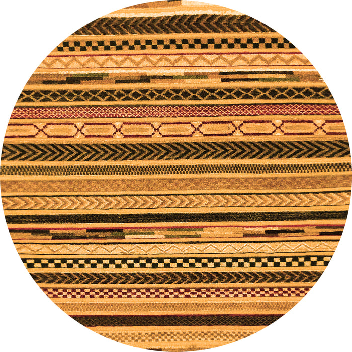 Round Machine Washable Abstract Orange Modern Area Rugs, wshabs2195org
