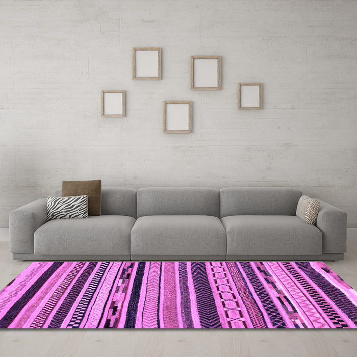 Machine Washable Abstract Purple Modern Area Rugs in a Living Room, wshabs2195pur