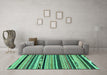 Machine Washable Abstract Turquoise Modern Area Rugs in a Living Room,, wshabs2195turq