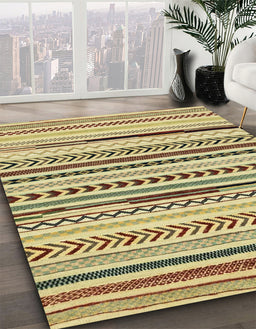 Abstract Mustard Yellow Modern Rug in Family Room, abs2196