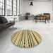 Round Machine Washable Abstract Mustard Yellow Rug in a Office, wshabs2196