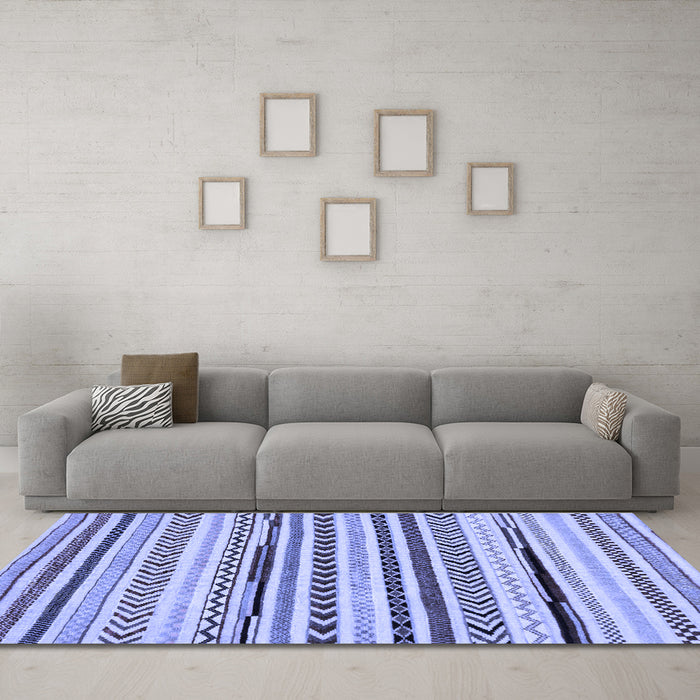 Machine Washable Abstract Blue Modern Rug in a Living Room, wshabs2196blu
