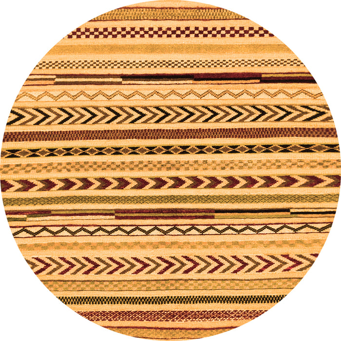 Round Machine Washable Abstract Orange Modern Area Rugs, wshabs2196org
