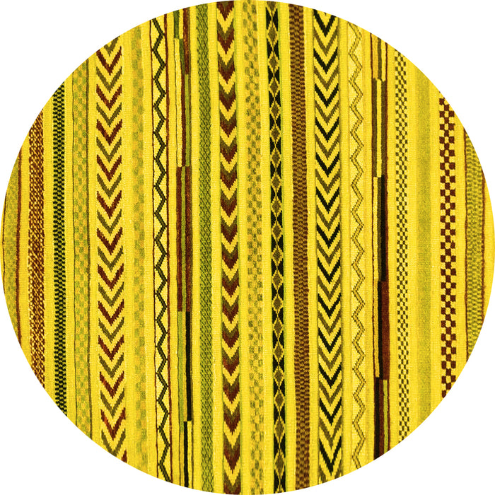 Round Abstract Yellow Modern Rug, abs2196yw