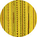 Round Abstract Yellow Modern Rug, abs2196yw