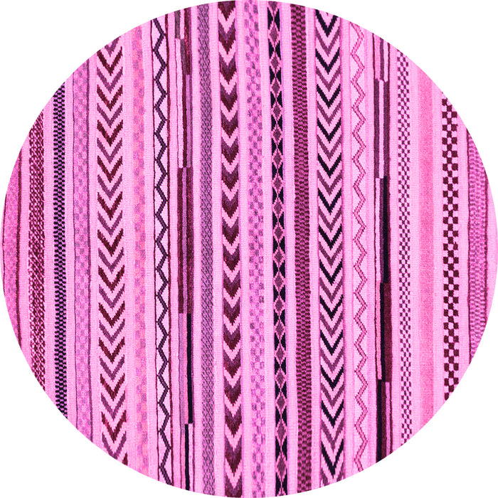 Round Machine Washable Abstract Pink Modern Rug, wshabs2196pnk