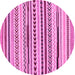 Round Machine Washable Abstract Pink Modern Rug, wshabs2196pnk