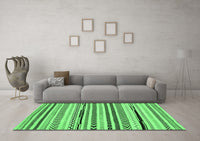 Machine Washable Abstract Emerald Green Modern Rug, wshabs2196emgrn