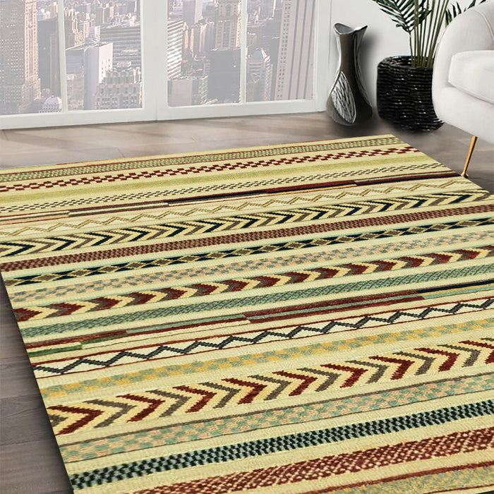 Abstract Mustard Yellow Modern Rug in Family Room, abs2196