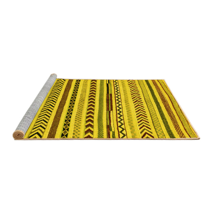 Sideview of Machine Washable Abstract Yellow Modern Rug, wshabs2196yw