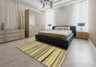 Abstract Mustard Yellow Modern Rug in a Bedroom, abs2196