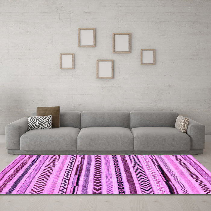 Machine Washable Abstract Purple Modern Area Rugs in a Living Room, wshabs2196pur