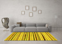 Machine Washable Abstract Yellow Modern Rug, wshabs2196yw