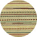 Round Abstract Mustard Yellow Modern Rug, abs2196