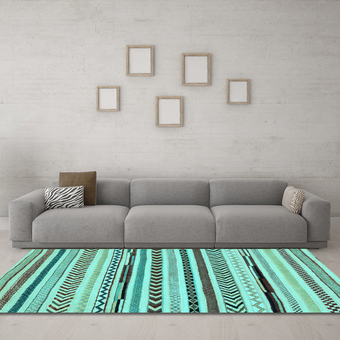 Machine Washable Abstract Light Blue Modern Rug in a Living Room, wshabs2196lblu