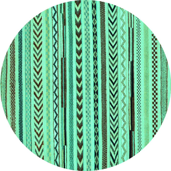 Round Abstract Turquoise Modern Rug, abs2196turq