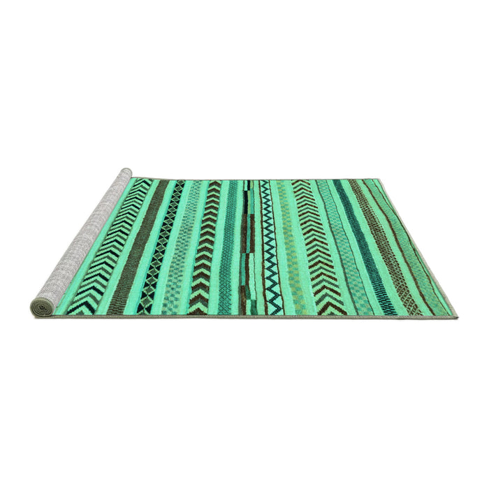 Sideview of Machine Washable Abstract Turquoise Modern Area Rugs, wshabs2196turq