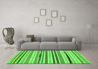 Machine Washable Abstract Green Modern Rug, wshabs2196grn