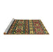 Sideview of Machine Washable Abstract Brass Green Rug, wshabs2197