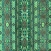 Square Machine Washable Southwestern Turquoise Country Area Rugs, wshabs2197turq