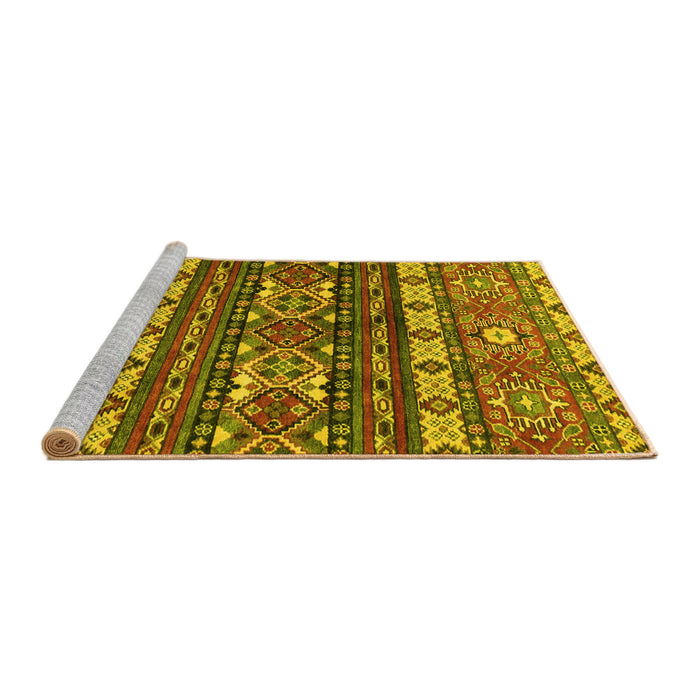 Sideview of Machine Washable Southwestern Yellow Country Rug, wshabs2197yw