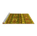 Sideview of Machine Washable Southwestern Yellow Country Rug, wshabs2197yw