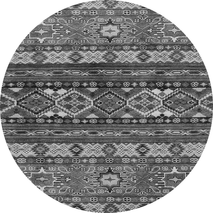 Round Machine Washable Southwestern Gray Country Rug, wshabs2197gry