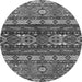 Round Machine Washable Southwestern Gray Country Rug, wshabs2197gry