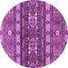 Round Machine Washable Southwestern Purple Country Area Rugs, wshabs2197pur