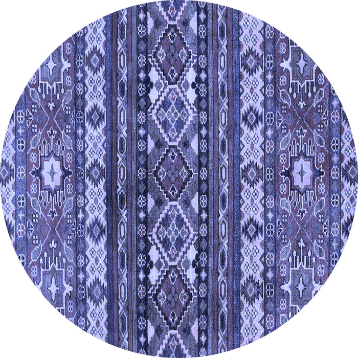 Round Machine Washable Southwestern Blue Country Rug, wshabs2197blu