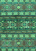 Machine Washable Southwestern Turquoise Country Area Rugs, wshabs2197turq