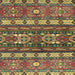 Square Abstract Copper Green Southwestern Rug, abs2197