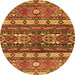 Round Southwestern Orange Country Rug, abs2197org