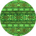 Round Southwestern Green Country Rug, abs2197grn