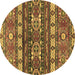 Round Southwestern Brown Country Rug, abs2197brn