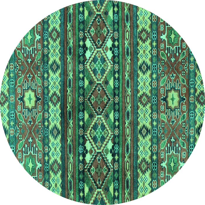 Round Southwestern Turquoise Country Rug, abs2197turq