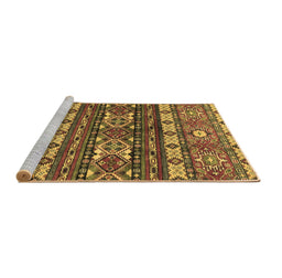 Sideview of Machine Washable Southwestern Brown Country Rug, wshabs2197brn