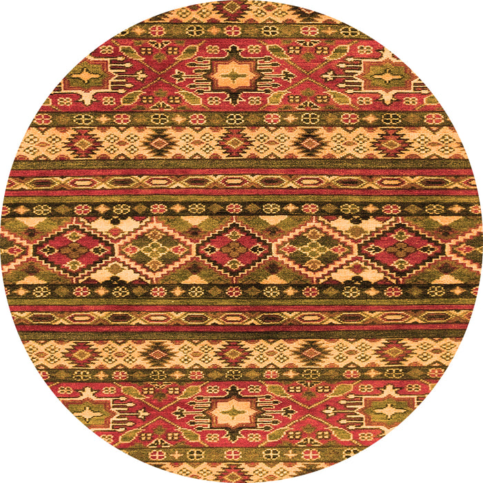 Round Machine Washable Southwestern Orange Country Area Rugs, wshabs2197org