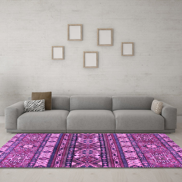 Machine Washable Southwestern Purple Country Area Rugs in a Living Room, wshabs2197pur