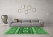 Machine Washable Southwestern Emerald Green Country Area Rugs in a Living Room,, wshabs2197emgrn