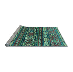 Sideview of Machine Washable Southwestern Light Blue Country Rug, wshabs2197lblu