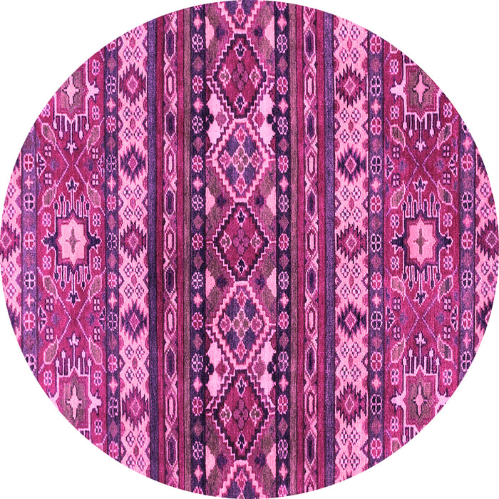 Round Machine Washable Southwestern Pink Country Rug, wshabs2197pnk