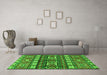 Machine Washable Southwestern Green Country Area Rugs in a Living Room,, wshabs2197grn