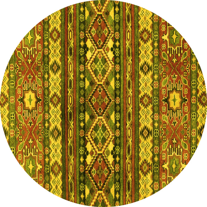 Round Machine Washable Southwestern Yellow Country Rug, wshabs2197yw