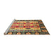 Sideview of Machine Washable Abstract Brown Red Rug, wshabs2198