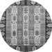 Round Machine Washable Abstract Gray Modern Rug, wshabs2198gry