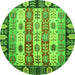 Round Machine Washable Abstract Green Modern Area Rugs, wshabs2198grn