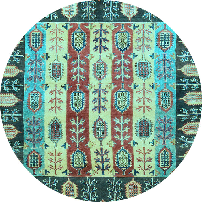 Round Machine Washable Abstract Light Blue Modern Rug, wshabs2198lblu
