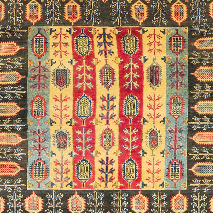 Square Abstract Brown Red Modern Rug, abs2198